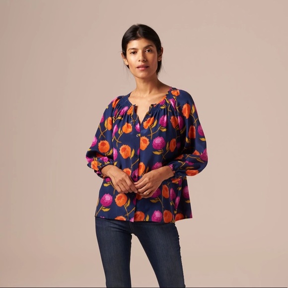 NWT Tucker The Classic Cotton Silk Button-Down Blouse Watercolor Print MSRP$295 - Picture 11 of 13